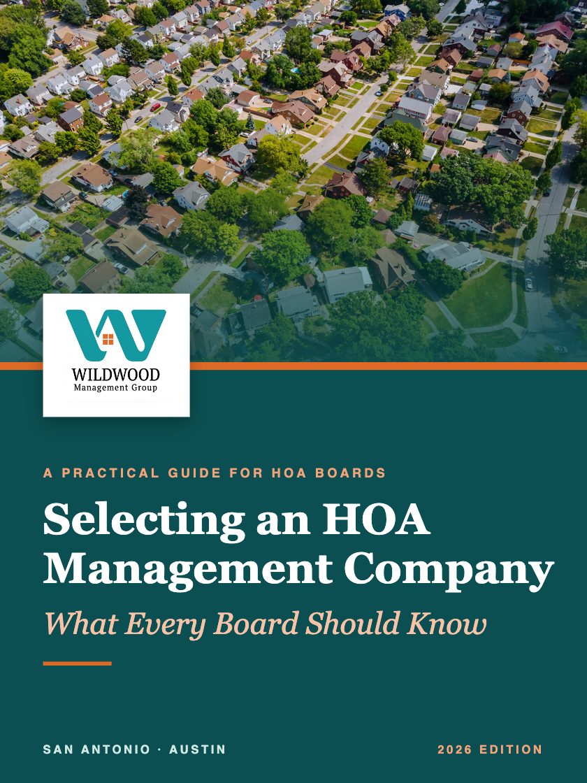 Selecting an HOA Management Company: What Every Board Should Know, a free guide from Wildwood Management Group